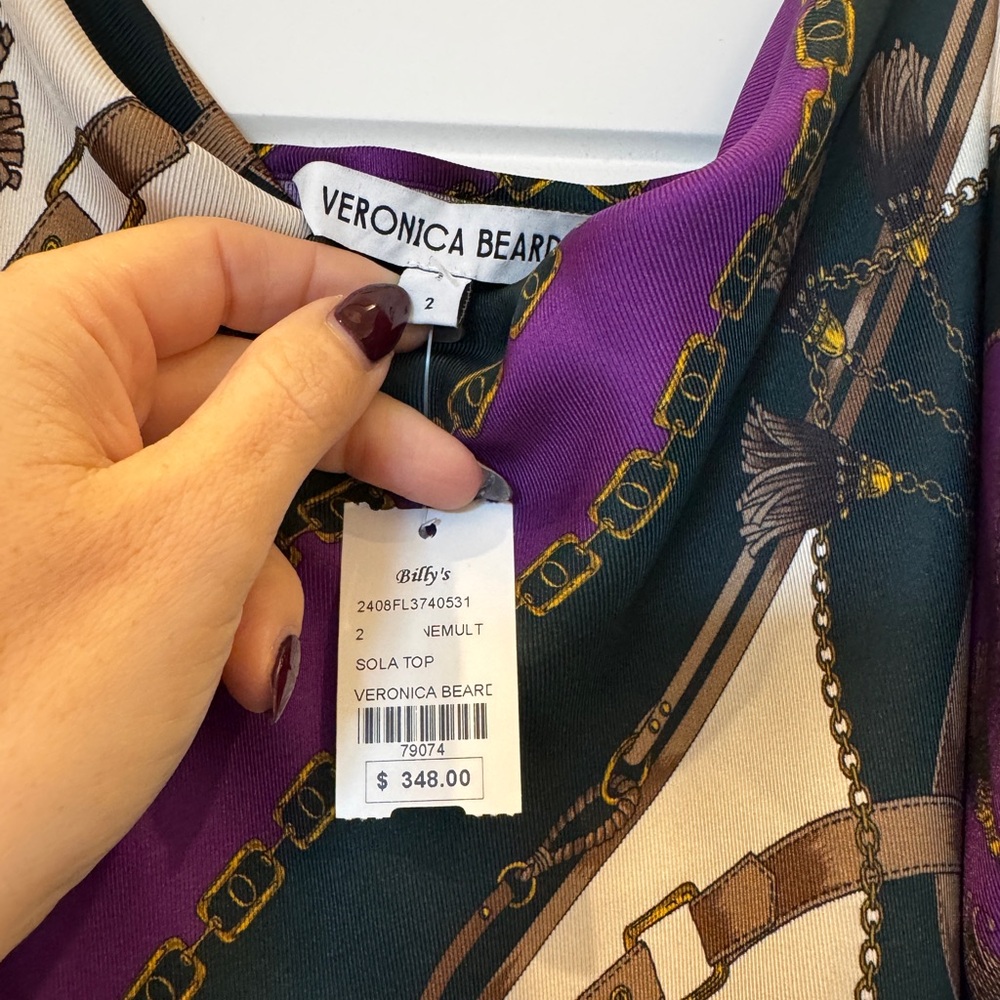 NWT Veronica Beard Sola Silk Print Top - Picture 3 of 5